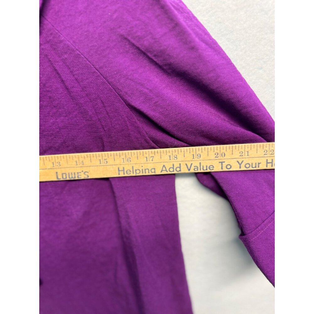 Ambition Womens Purple 3/4 Sleeve Button-Up Jacket W/ Patterned Lining Size M - Picture 6 of 8